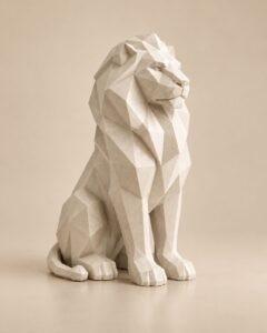 Geometric Lion Sculpture view 1