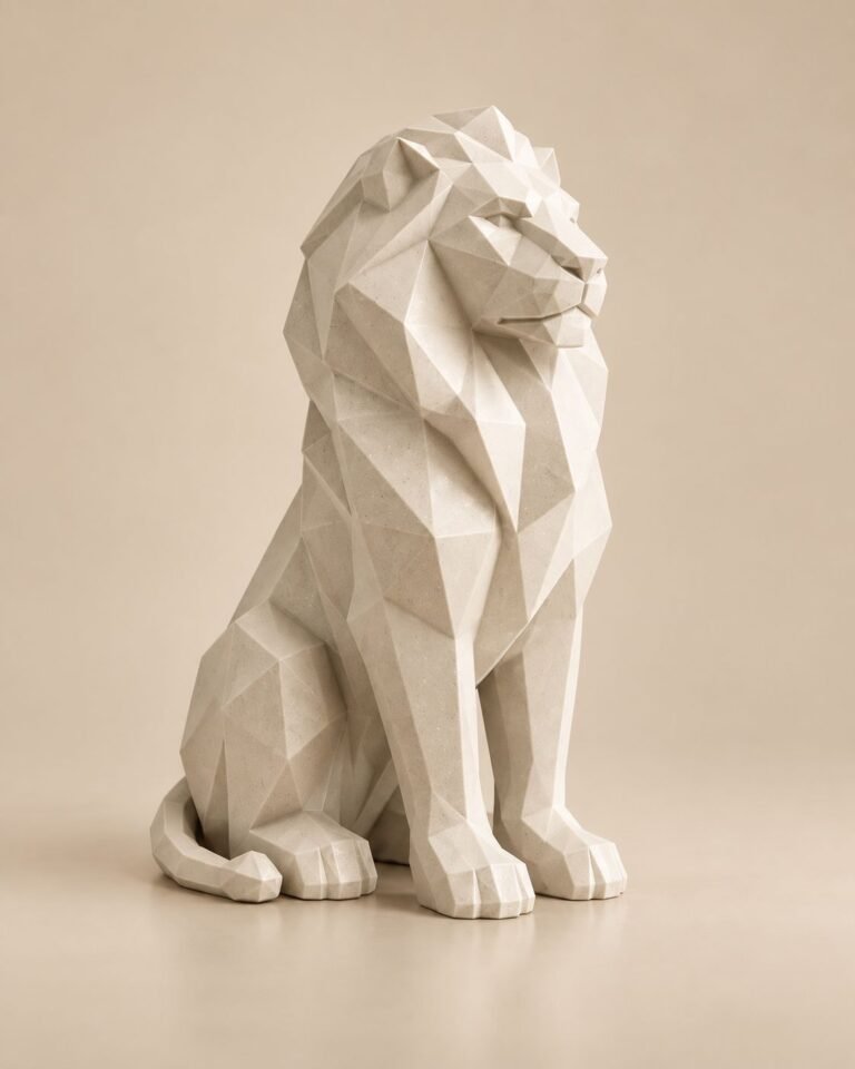 Geometric Lion Sculpture