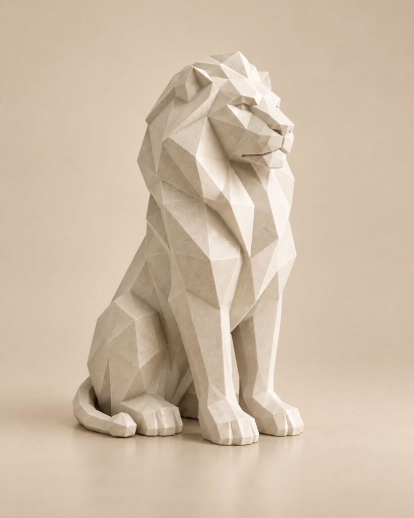 Geometric Lion Sculpture
