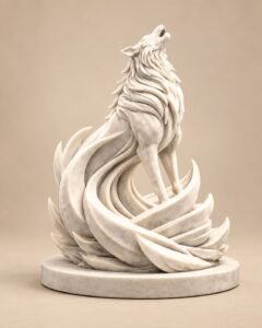 Spiral Wolf Sculpture view 1