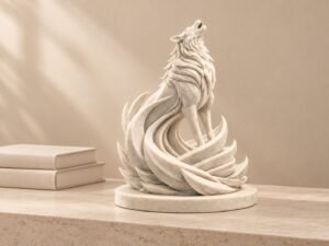 Spiral Wolf Sculpture view 2