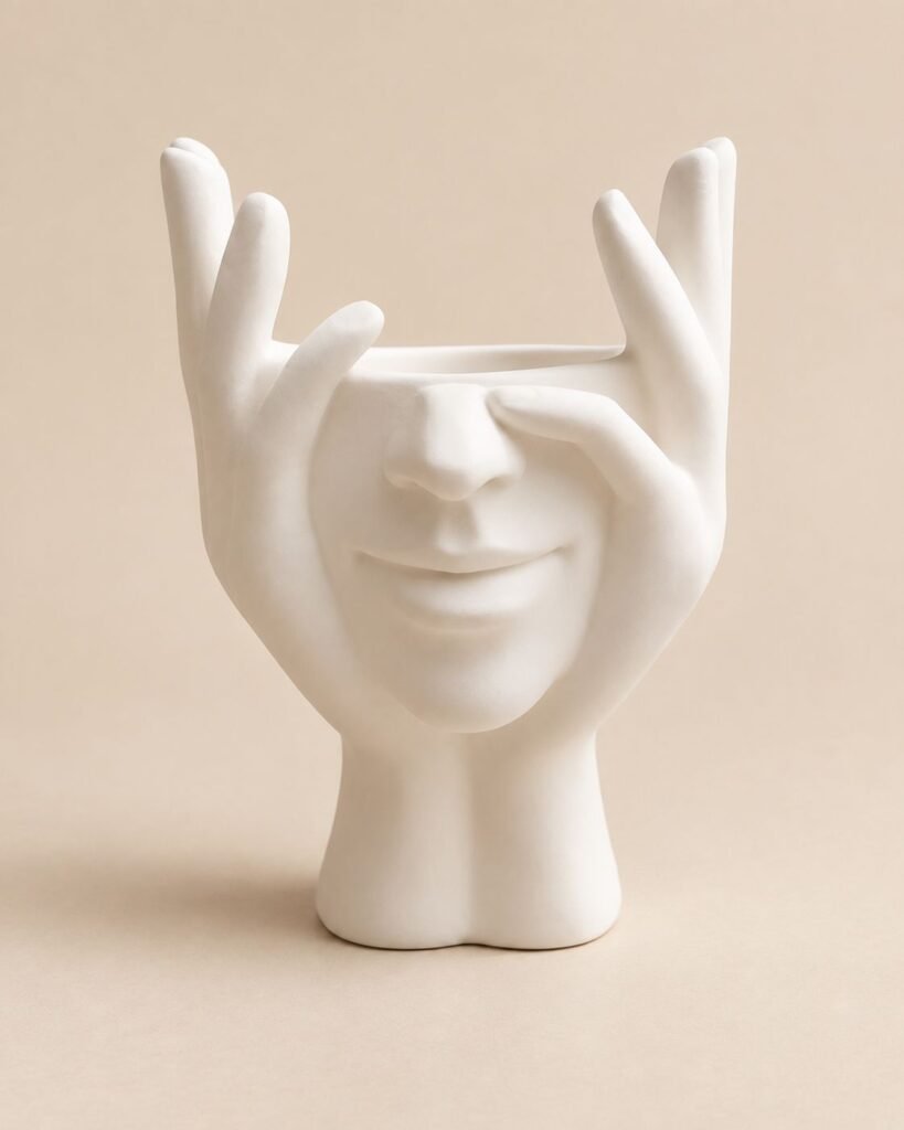 Abstract Face Hand Vase