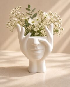 Abstract Face Hand Vase view 2